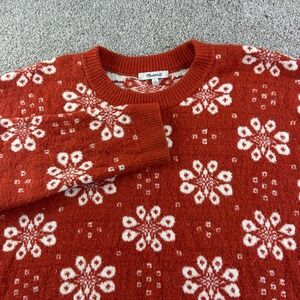 Madewell Althen Patterned Snowflake Sweater Red White Pullover M Casual Winter